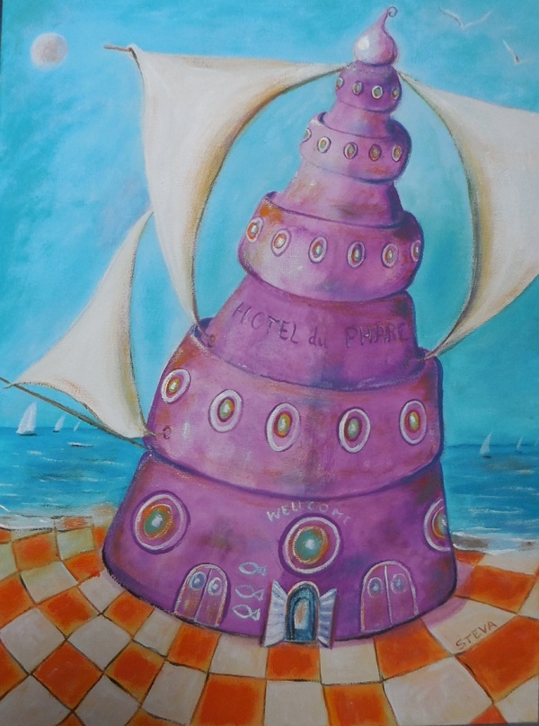 L'Hotel du Phare acrylique 30x40 cm mars 2019