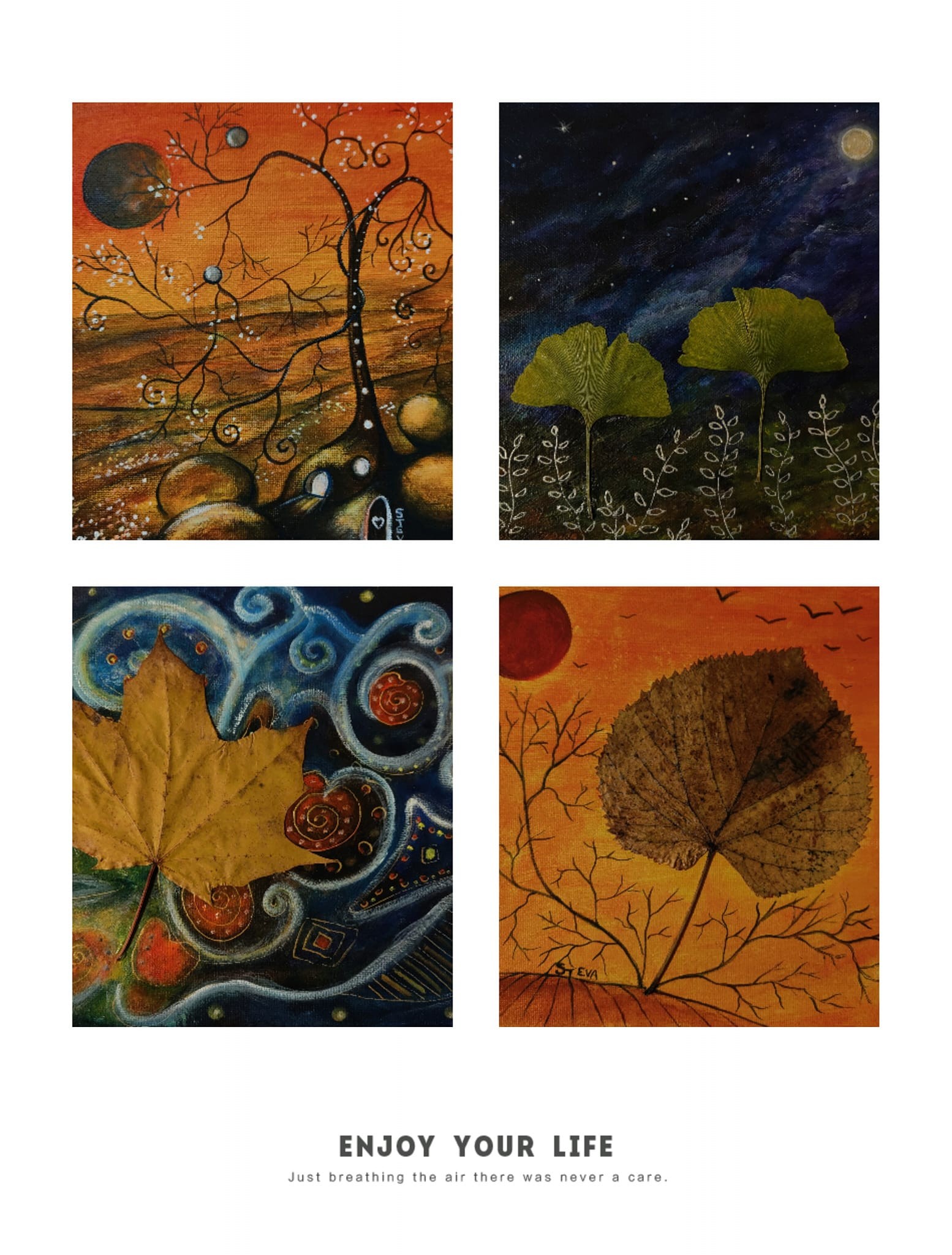 Details de 4 tableaux formats 20x20 et 30x24 steva 2024
