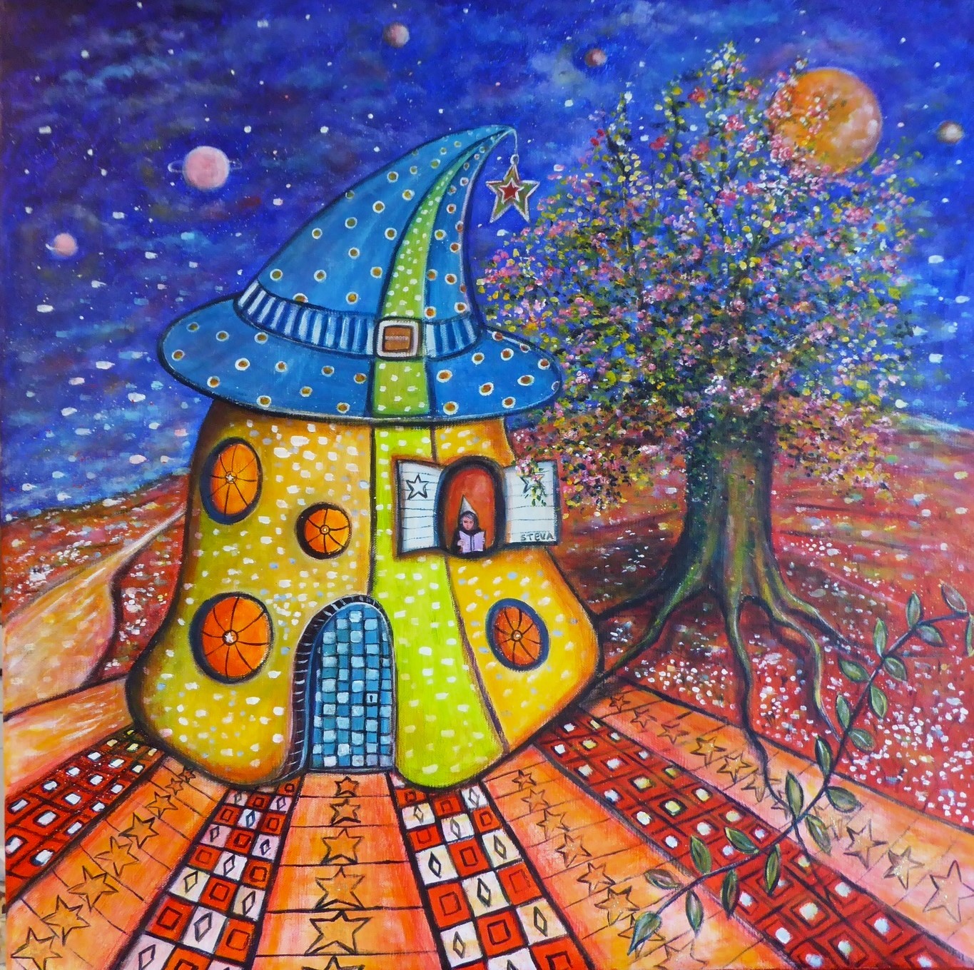 La maison d une magicienne 2024 60x60 cm acrylique steva