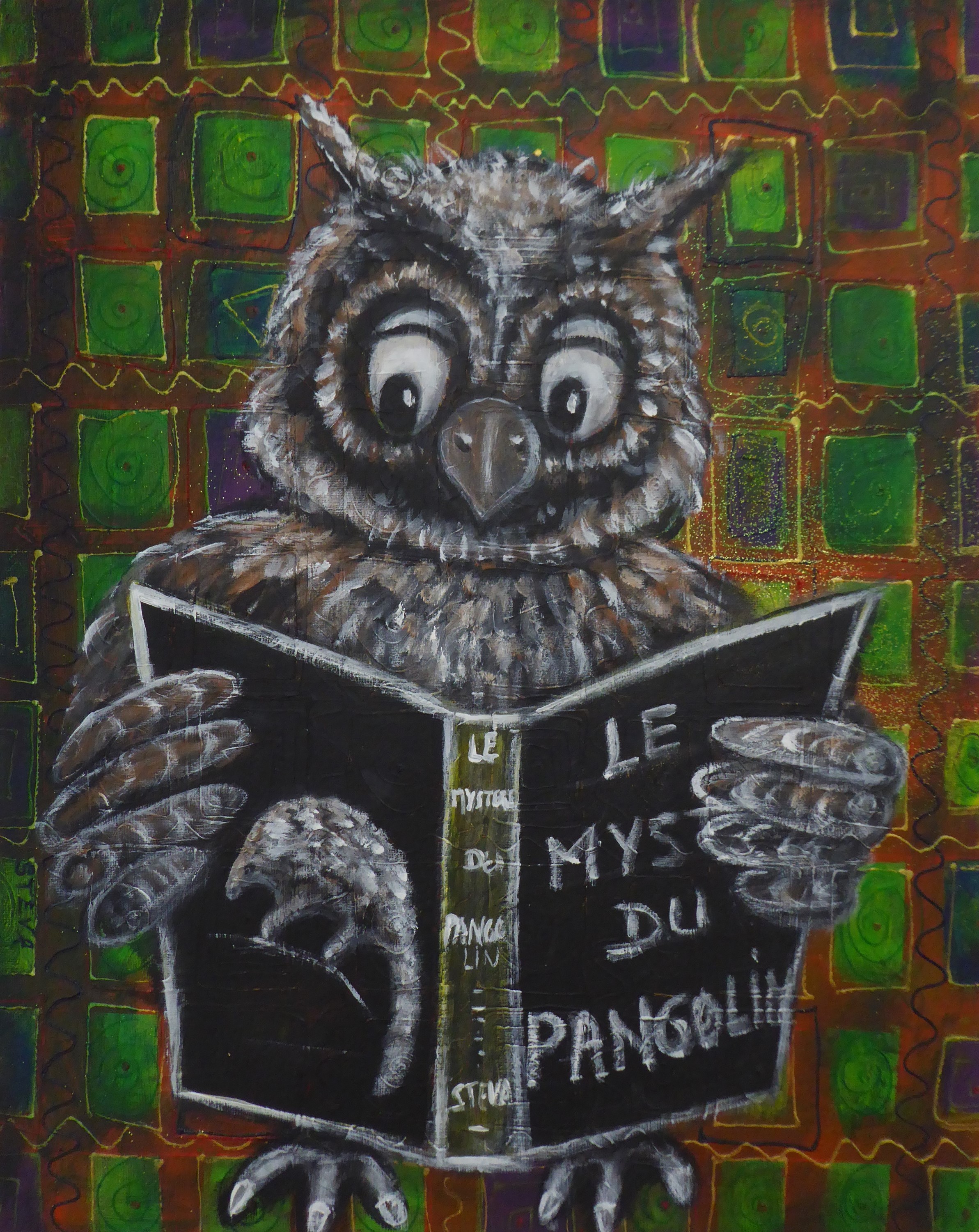 Le mystere du pangolin acylique 40x50 cm