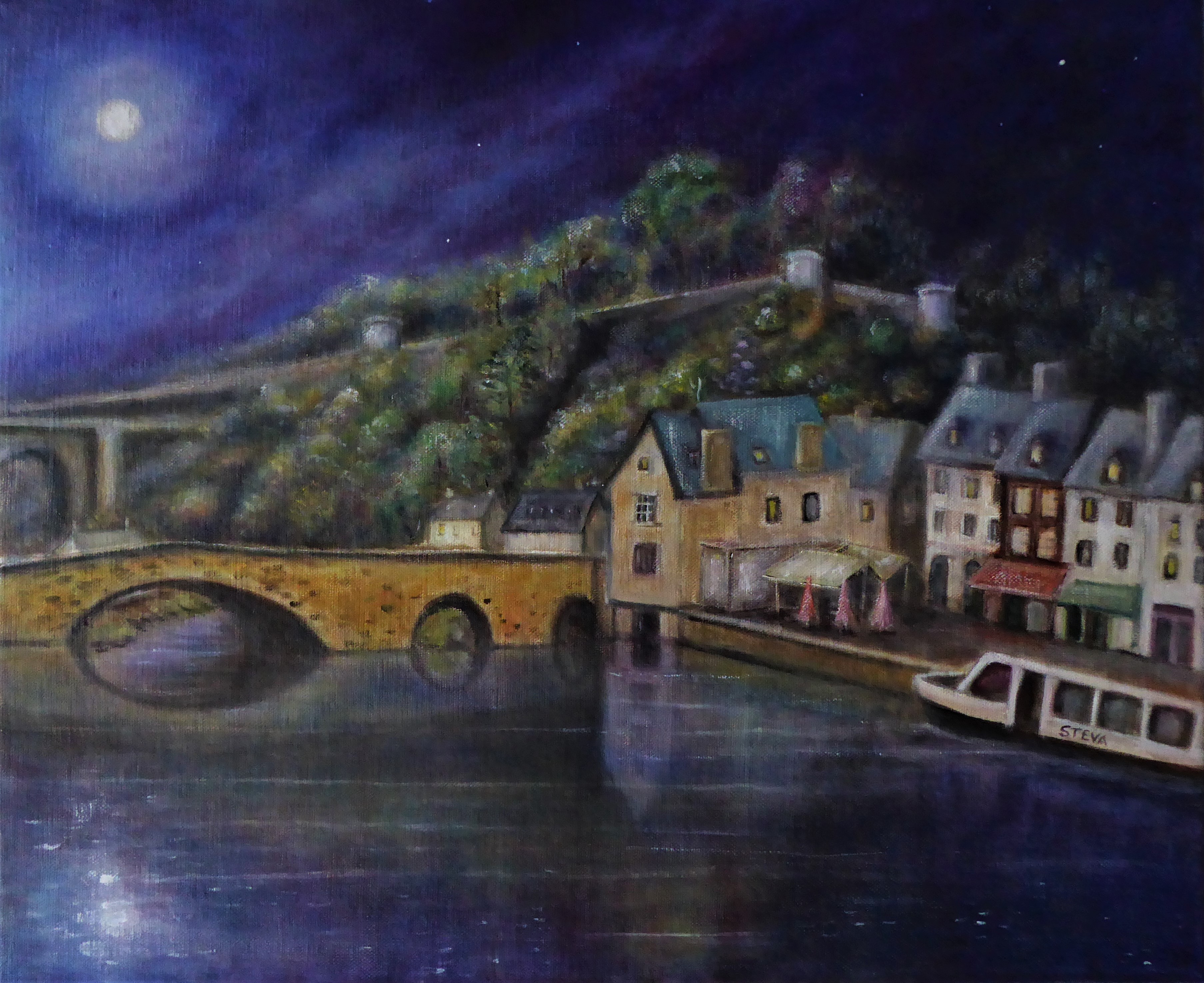 Le port de dinan a la tombee de la nuit 2021