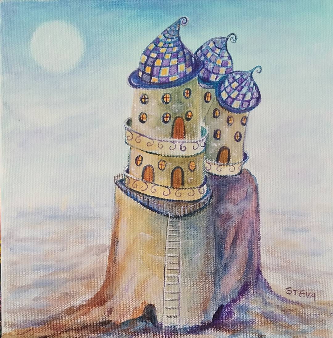 Maison phare huile cp 20x20 cm 2019