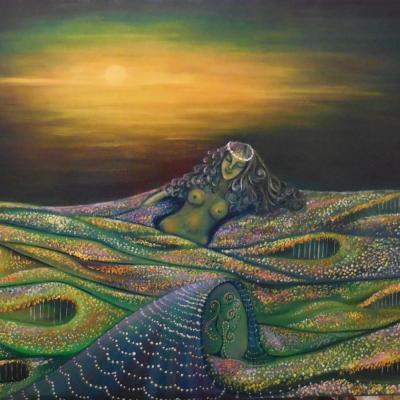 La naissance de Gaïa, huile sur toile 92x73 cm, collection personnelle