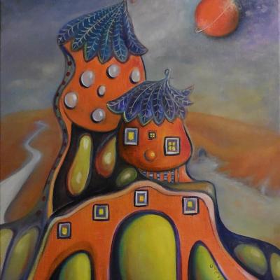 Steva's house 4 01 2016 , huile sur toile, 61 x50 cm, CP