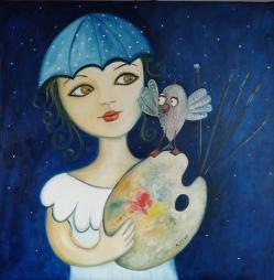 Tendresse, huile sur toile 60x60 cm Steva