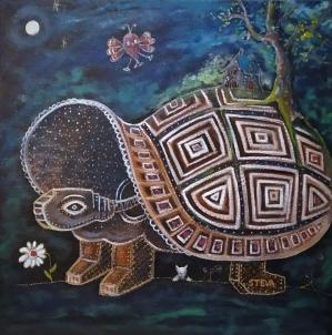 Le secret de la mysterieuse tortue robot 40x40 cm