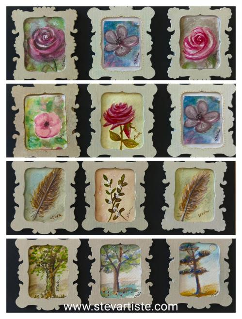 Miniatures romantiques à l'aquarelle