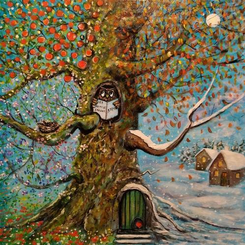 Un arbre 4 saisons, tableau sur commande 2022